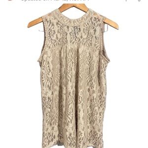 Sz S. Eve & Maddie Lace Sleeveless Top Champagne Tan Size
